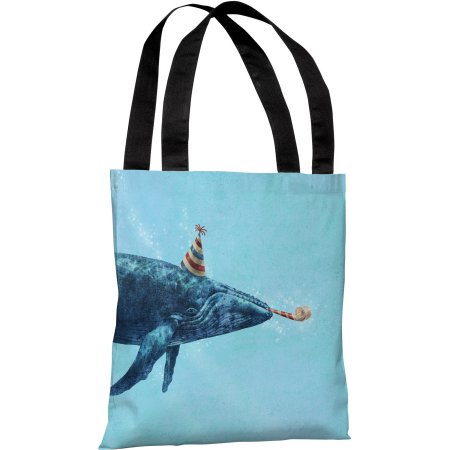 18 In. Party Whale Polyester Tote Bag By Terry Fan, Multi Color