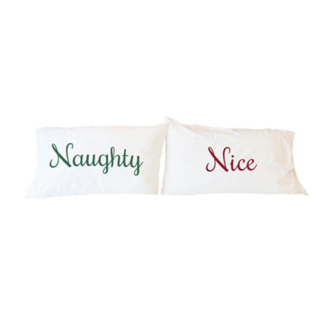 74112pce59 15 X 19 In. Naughty Or Nice Pillowcases - Green & Red, Set Of 2