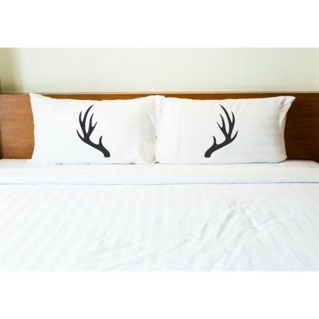 74023pce59 15 X 19 In. Antlers Pillowcases - Charcoal, Set Of 2