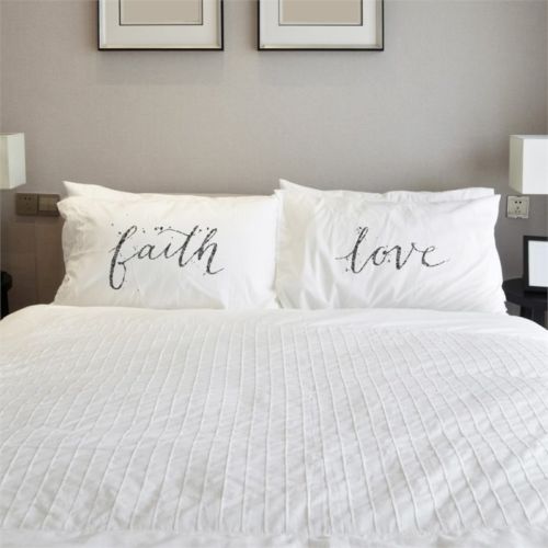 73927pce59 15 X 19 In. Faith & Love Pillowcases - Gray, Set Of 2