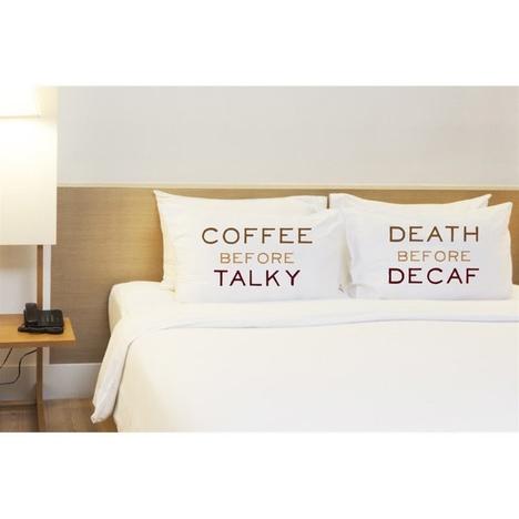 73873cse Coffee Before Talky Death Before Decaf Pillow Case - Brown, Set Of 2