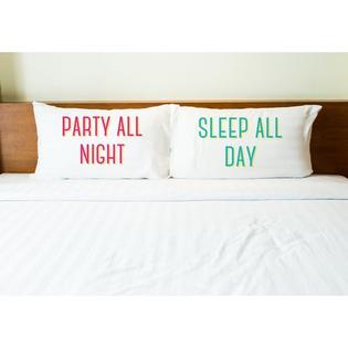 73878cse Party All Night Sleep All Day Pillow Case - Multicolor, Set Of 2
