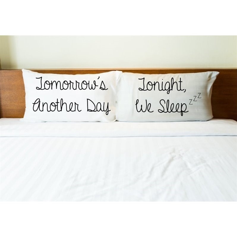 73175cse Tomorrows Another Day Tonight We Sleep Pillow Case - Black, Set Of 2