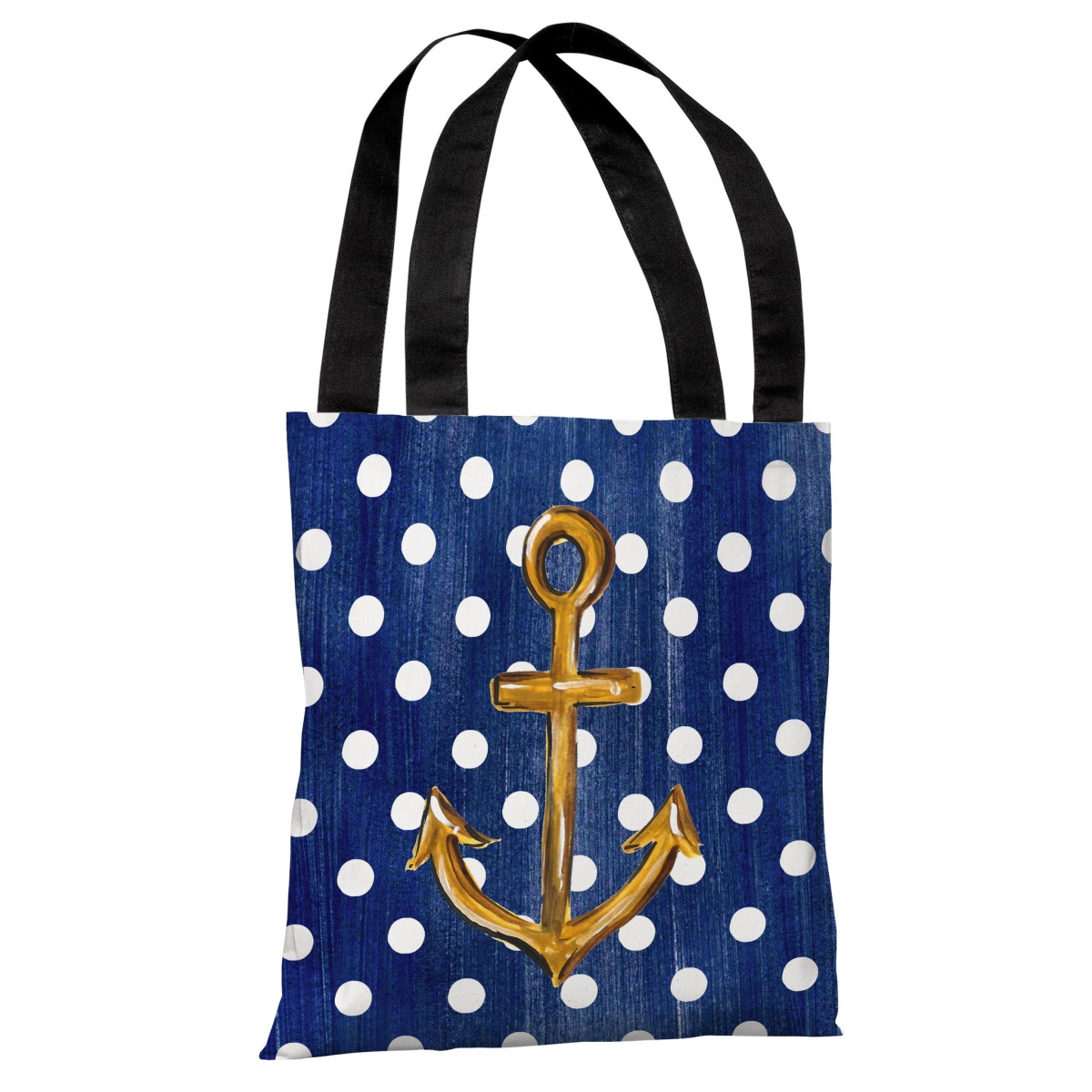 73697tt18p 18 In. Gold Anchor Dots Polyester Tote Bag By Timree Gold, Multi Color