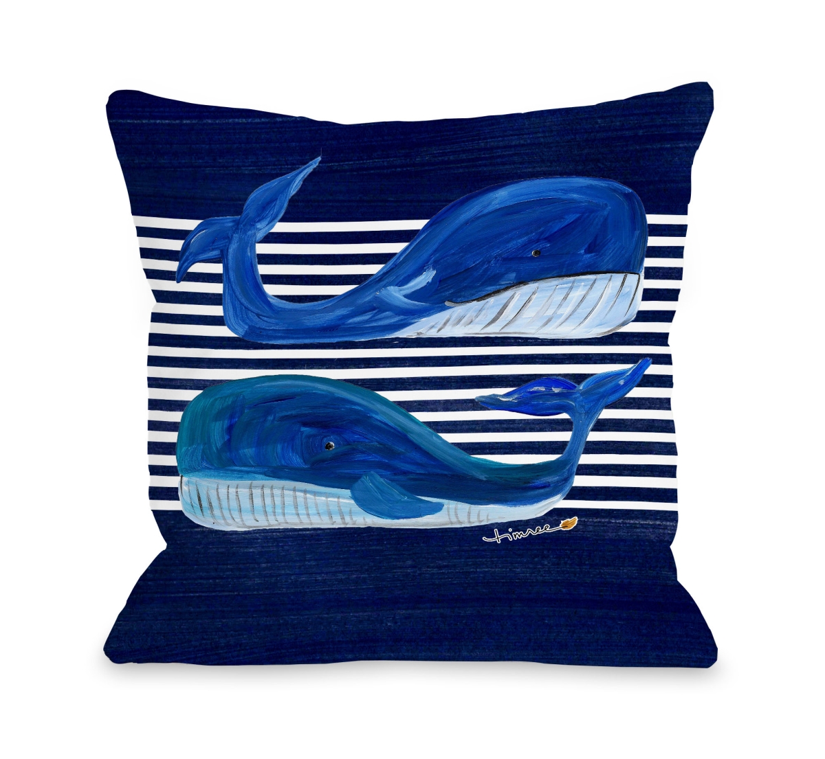 16 X 16 In. Whale Buddies Pillow By Timree, Navy