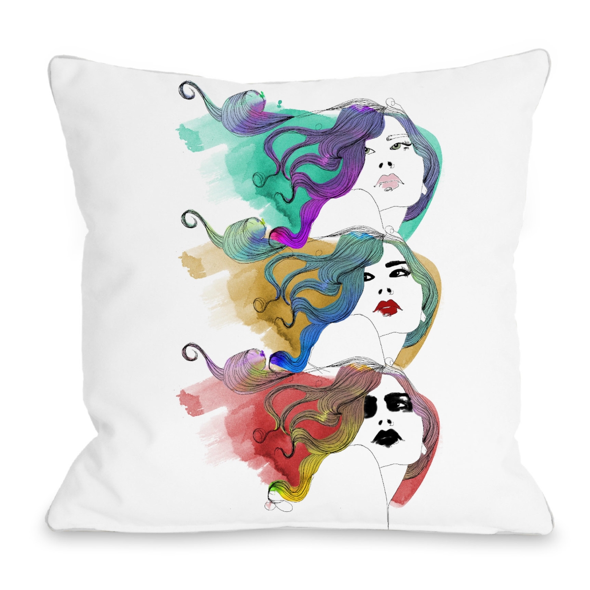 72942pl16 16 X 16 In. Mermaid Hair Pillow By Judit Garcia Talvera, White & Multicolor