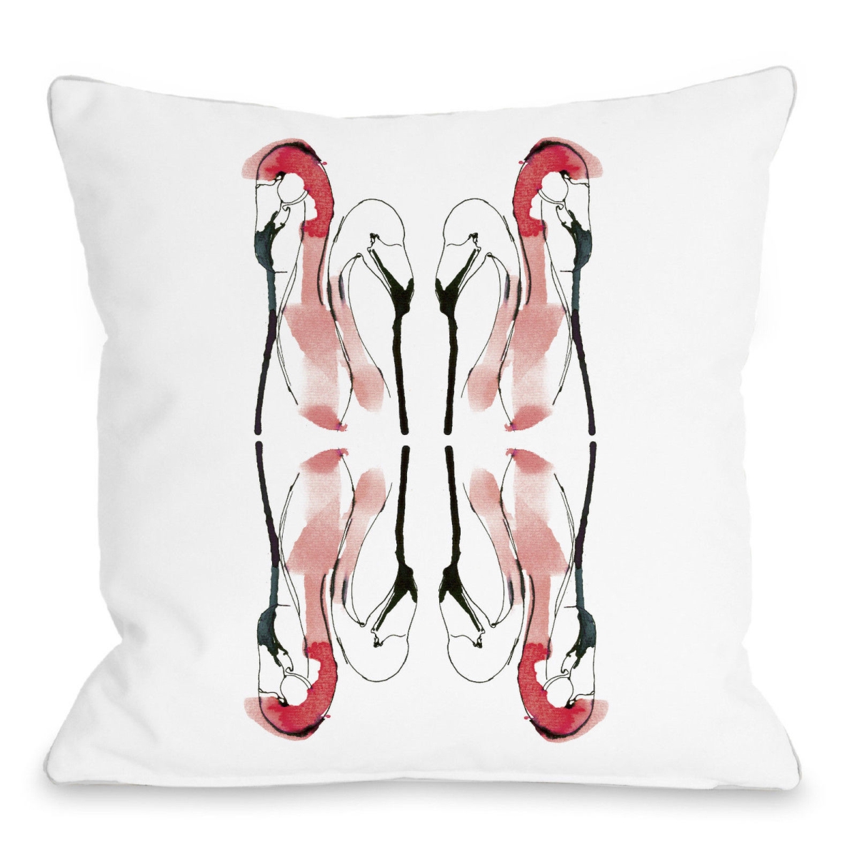 72930pl16 16 X 16 In. Flamingos Pillow By Judit Garcia Talvera, White & Red