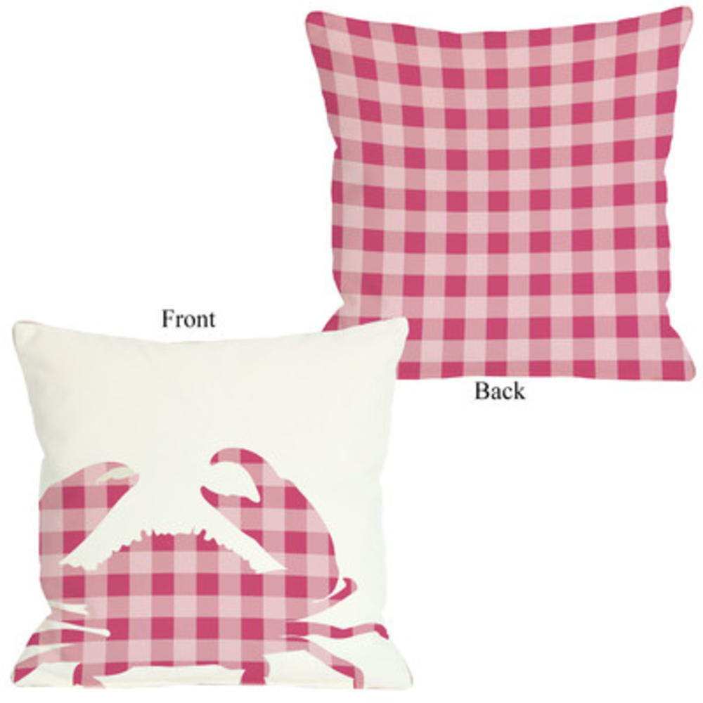 70277pl16o 16 X 16 In. Plaid Crab Outdoor Pillow, Pink