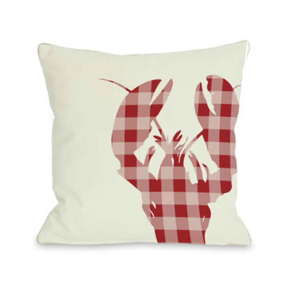 70767pl16o 16 X 16 In. Plaid Lobster Outdoor Pillow, Red