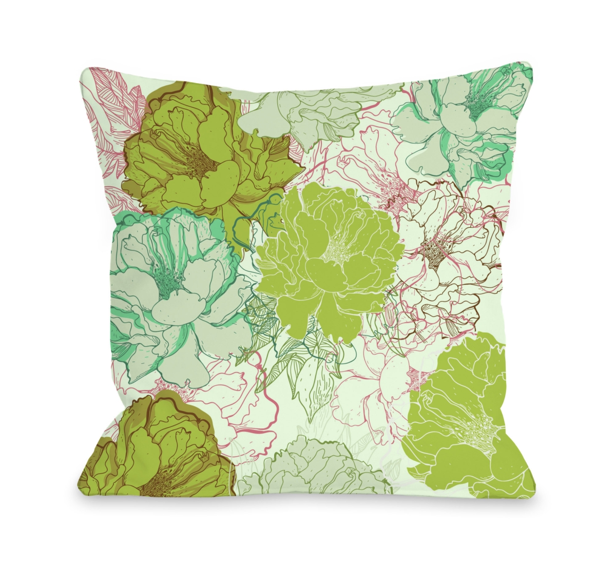 72452pl16o 16 X 16 In. Natalies Blooms Outdoor Pillow, Green & Multicolor