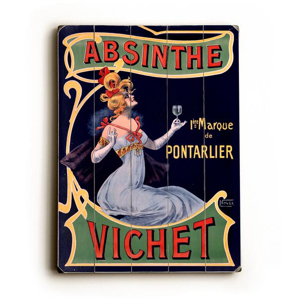 0000-0135-25 9 X 12 In. Absinthe Vichet Wine Solid Wood Wall Decor By Posters Please