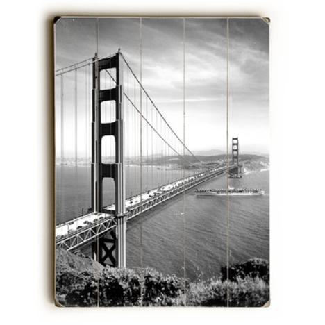 25 X 34 In. 1937 San Francisco Golden Gate Bridge Poster Planked Wood Wall Decor By Underwood Photo Archive
