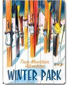 0002-4674-31 25 X 34 In. Winter Park With Skiis Planked Wood Wall Decor By Posters Please