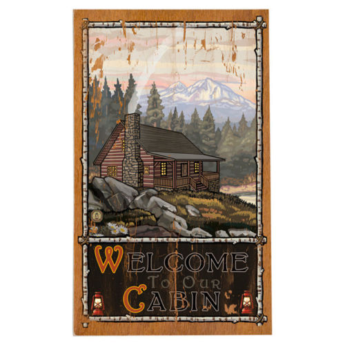0003-0521-22 14 X 23 In. Cabin In The Woods Planked Wood Wall Decor By Northwest Art Mall