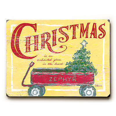 0003-0944-25 9 X 12 In. Christmas Wagon Solid Wood Wall Decor By Flavia