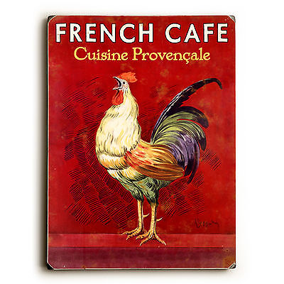 0003-2057-25 9 X 12 In. French Caf Rooster Solid Wood Wall Decor By Posters Please