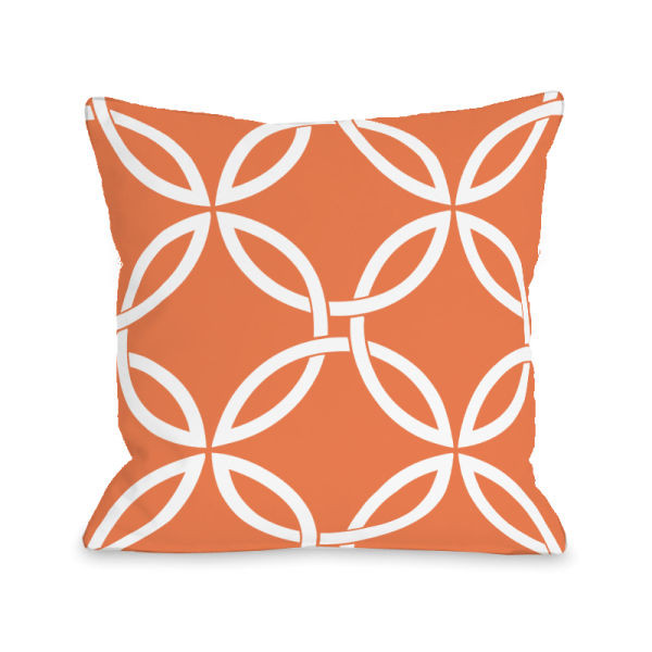 74683pl16 16 X 16 In. Interwoven Circles Tangerine Pillow, Tangerine