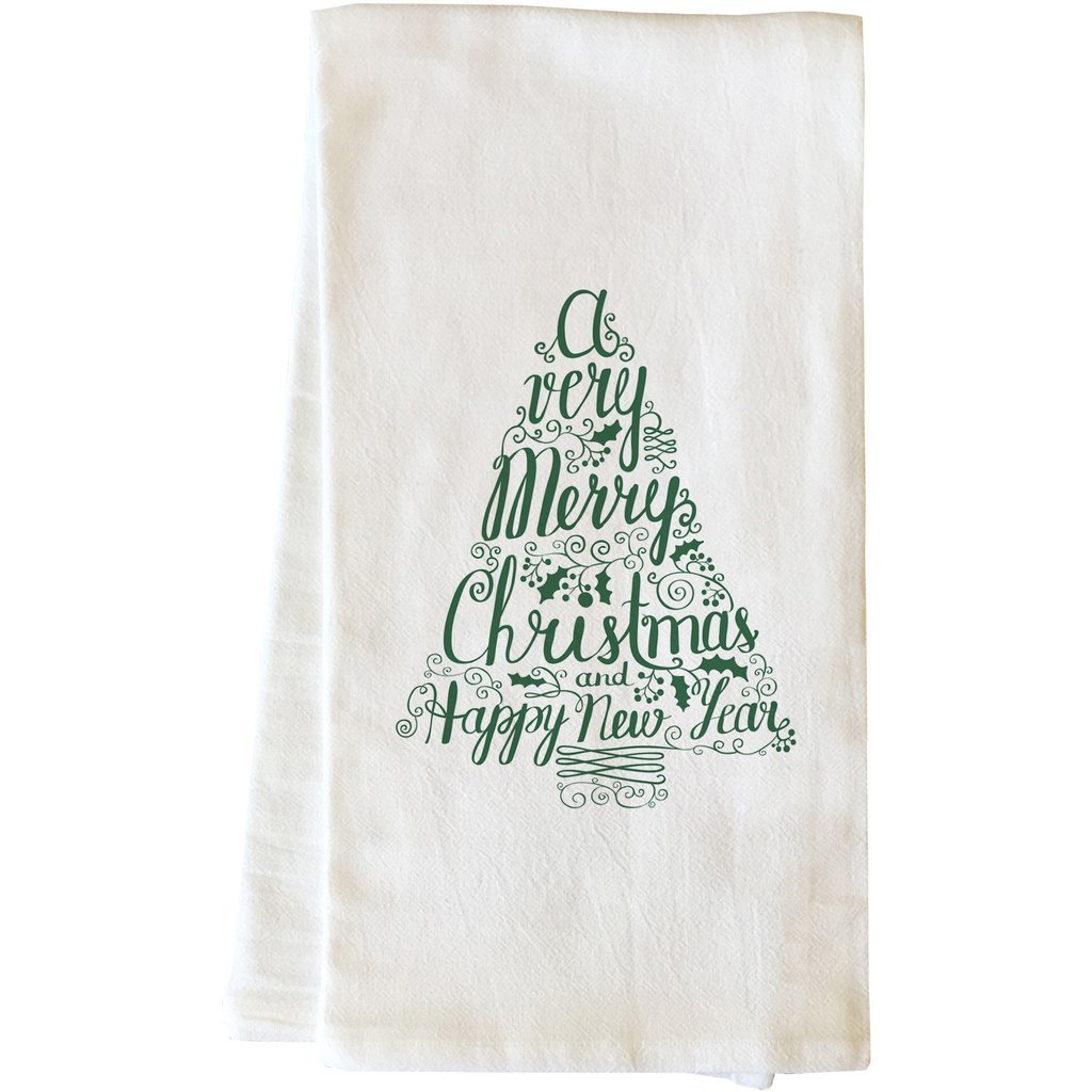 82020tw Typography Tree Tea Towel - Green