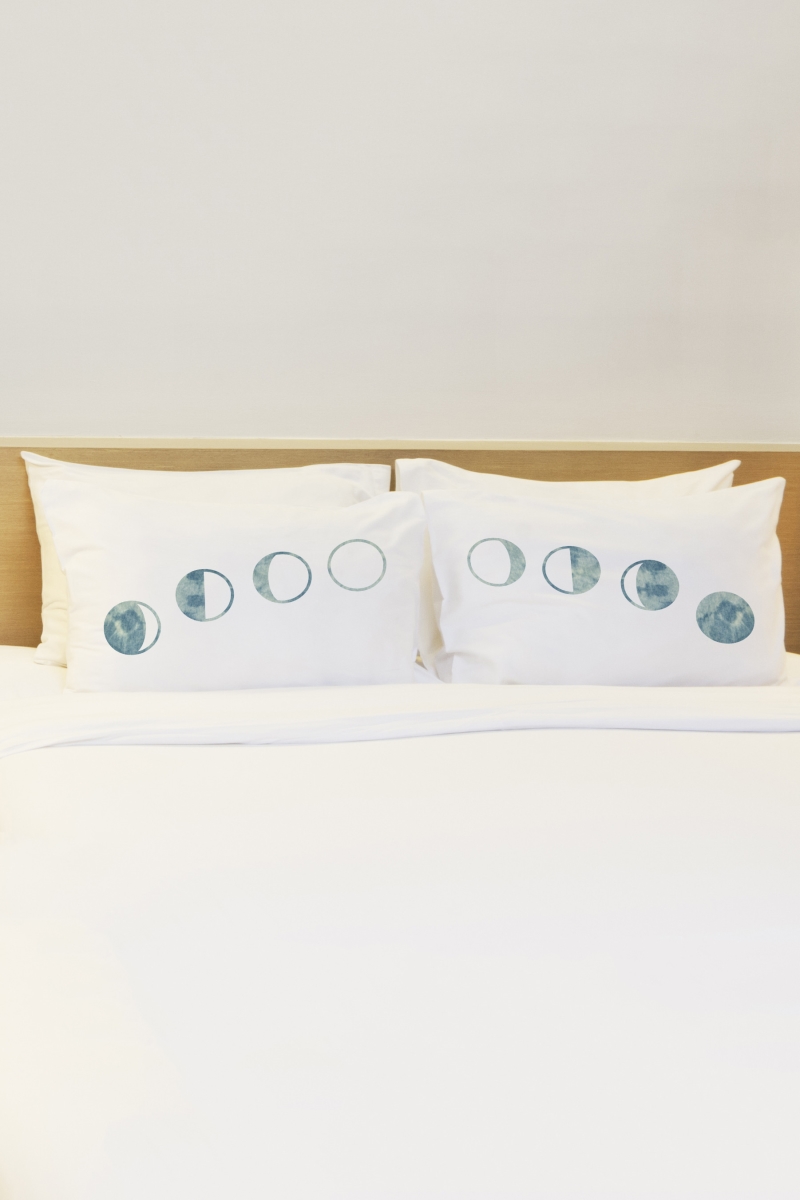 75336cse Moon Phases Pattern Pillow Case, Blue - Set Of 2