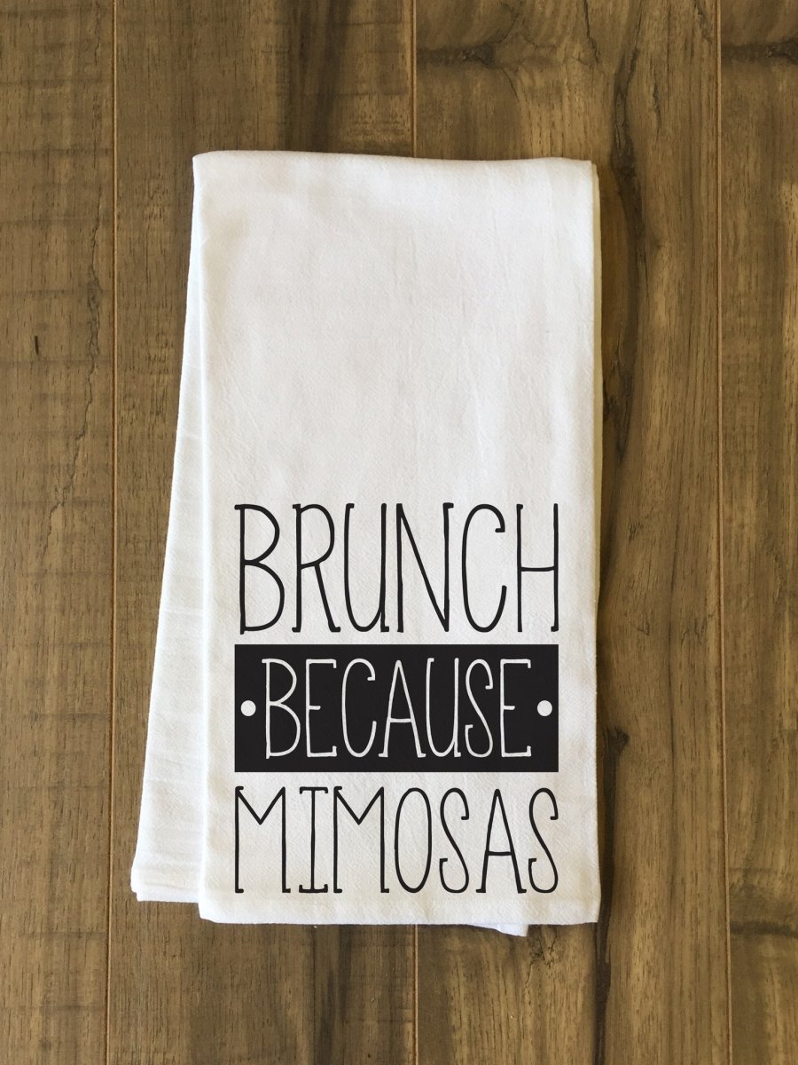 75093tw Brunch Because Mimosas Tea Towel - Black