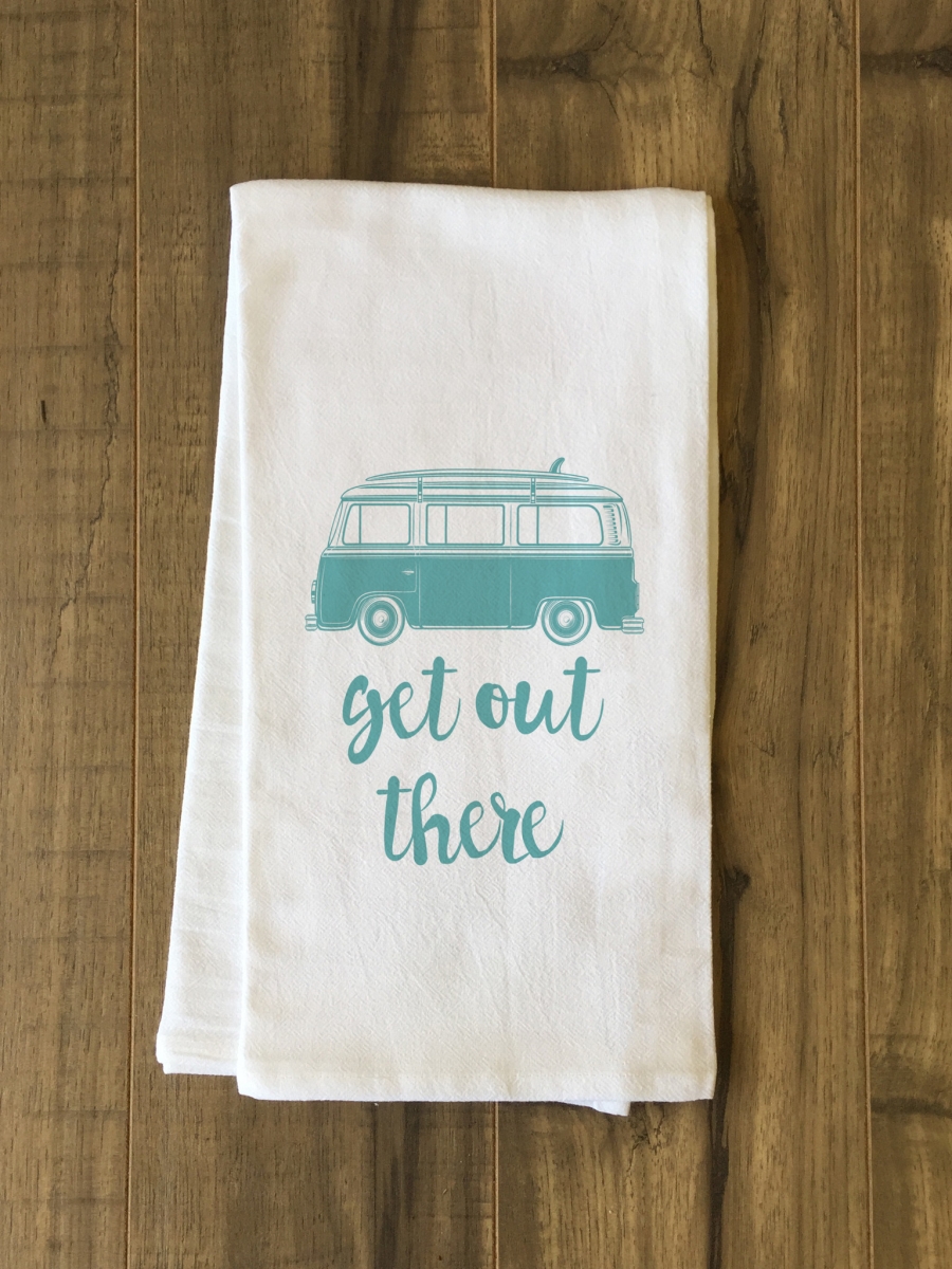 75098tw Get Out There Tea Towel - Blue