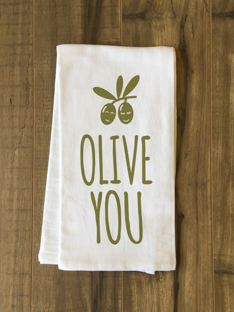 75115tw Olive You Tea Towel - Green