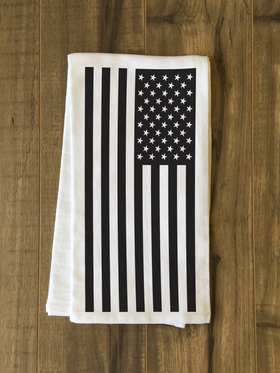 75130tw Usa Flag Tea Towel - Black
