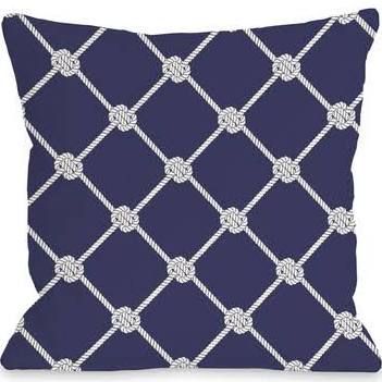 16 X 16 In. Nautical Rope Pattern Pillow - Navy