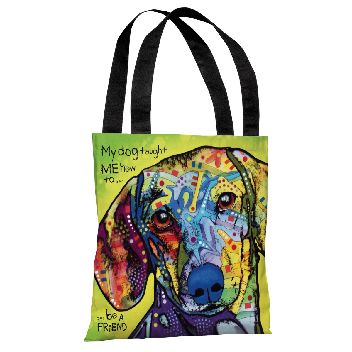 72119tt18p 18 In. Dachshund With Text Polyester Tote Bag By Dean Russo