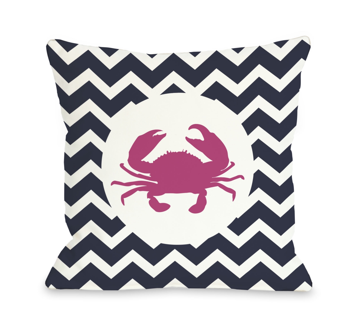 16 X 16 In. Chevron Crab Pillow - Navy & Pink