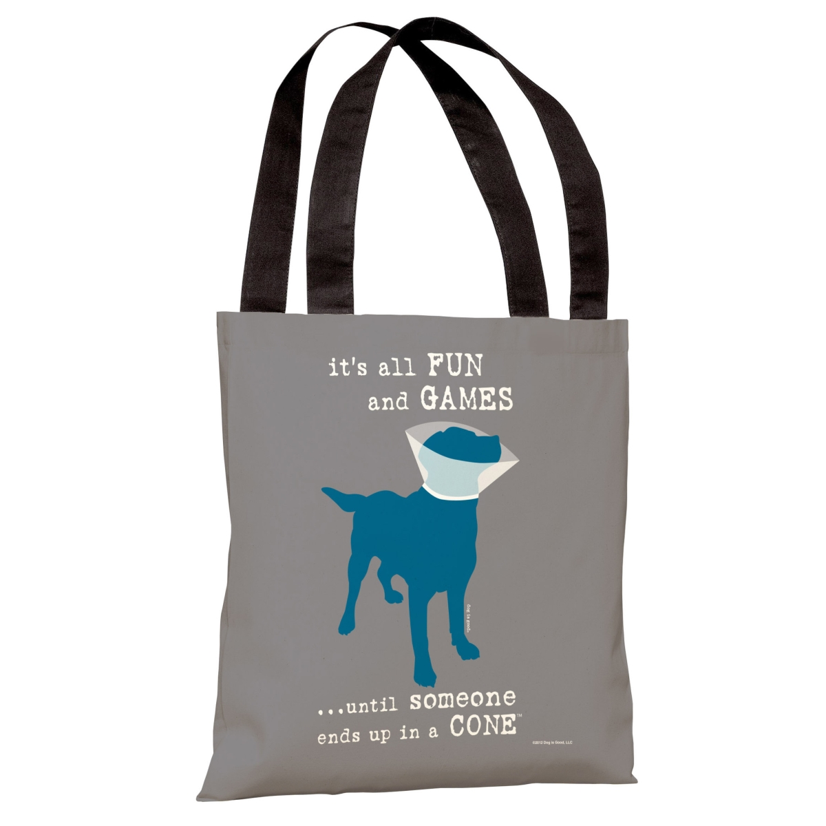70068tt18p 18 In. Its All Fun & Games Polyester Tote Bag By Dog Is Good, Gray