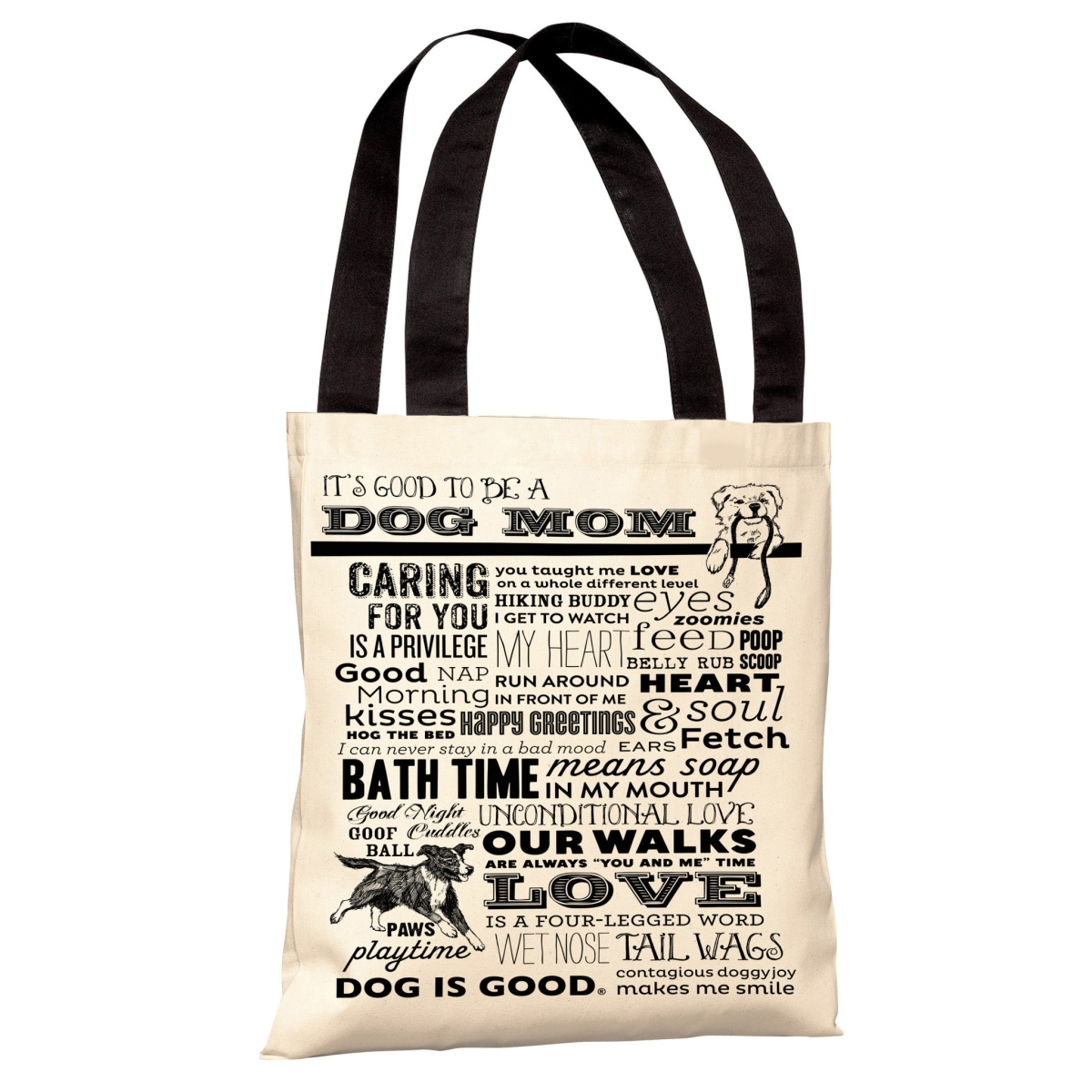 70101tt18p 18 In. Proud To Be A Dog Mom Polyester Tote Bag By Dog Is Good, White