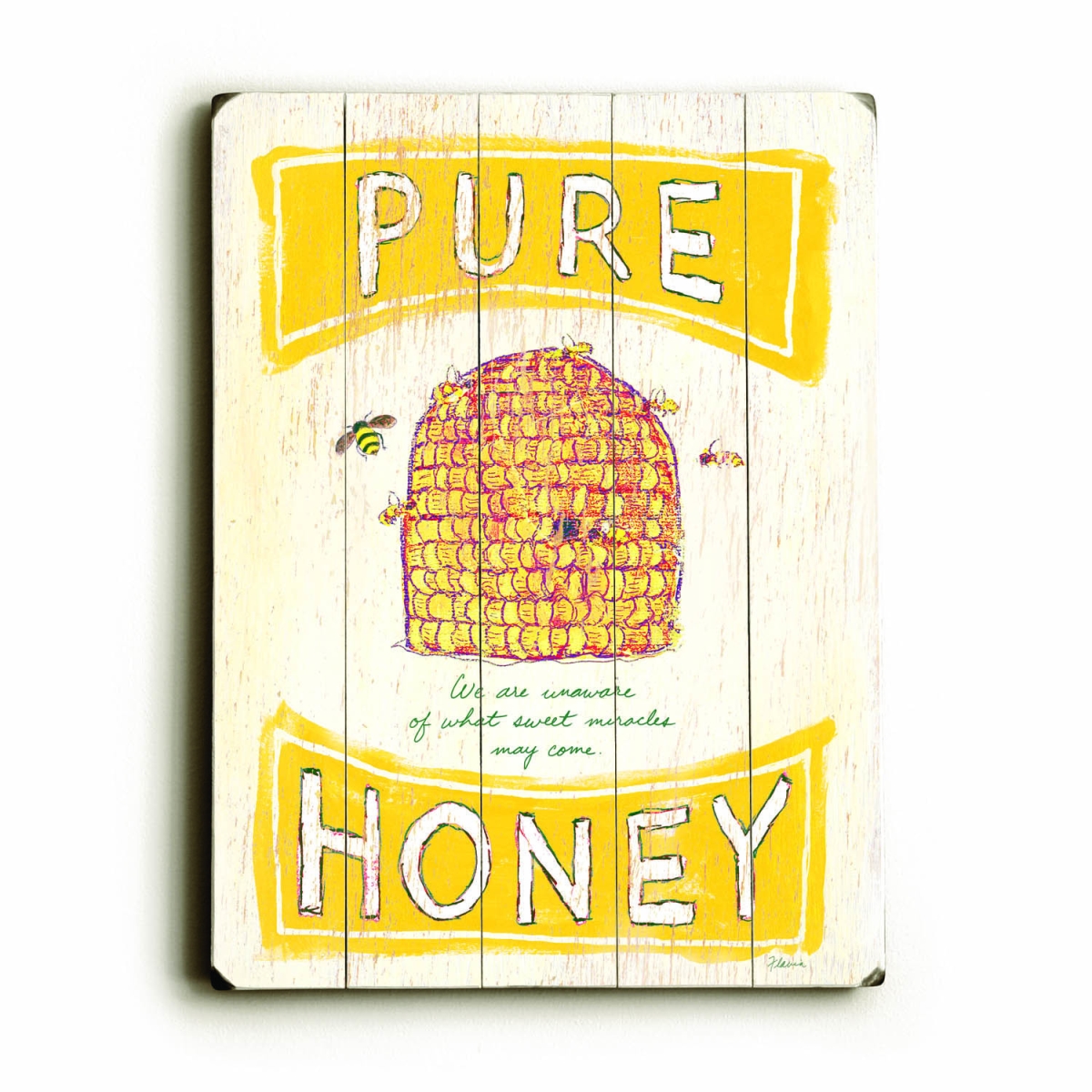 0002-8219-26 14 X 20 In. Pure Honey Planked Wood Wall Decor By Flavia