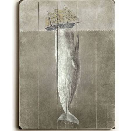 30 X 40 In. White Whale Planked Wood Wall Decor By Terry Fan