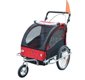 Cb15811 Child Double Stroller, Jogger And Bike Trailer 3 In 1- Redblack