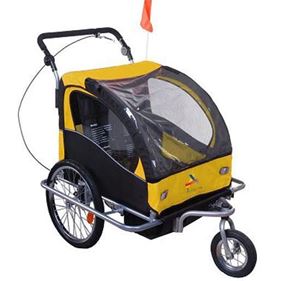 Cb15812 Child Double Stroller, Jogger And Bike Trailer 3 In 1- Yellowblack