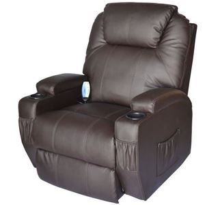Cb15859 Living Room Recliner Massage Chair Heated Vibrating Pu Leather - Brown