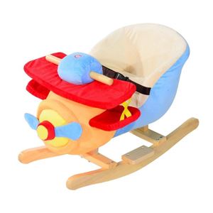 Cb16791 Kids Plush Rocking Horse Airplane With Nursery Rhyme Sounds