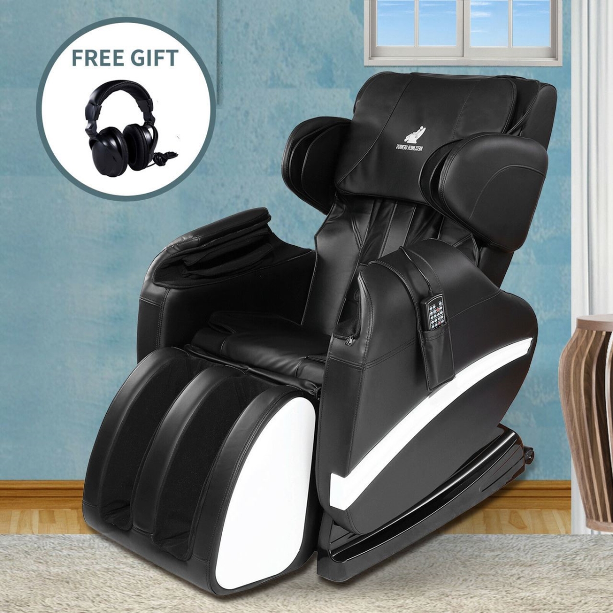 Online Gym Shop Cb20909 30.3 X 42.52 X 70.8 In. Recliner Massage Chair With Heat Zero Gravity - Black