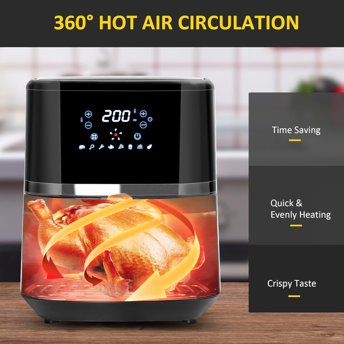 Picture of OnlineGymShop CB24268 Air Fryer - Black