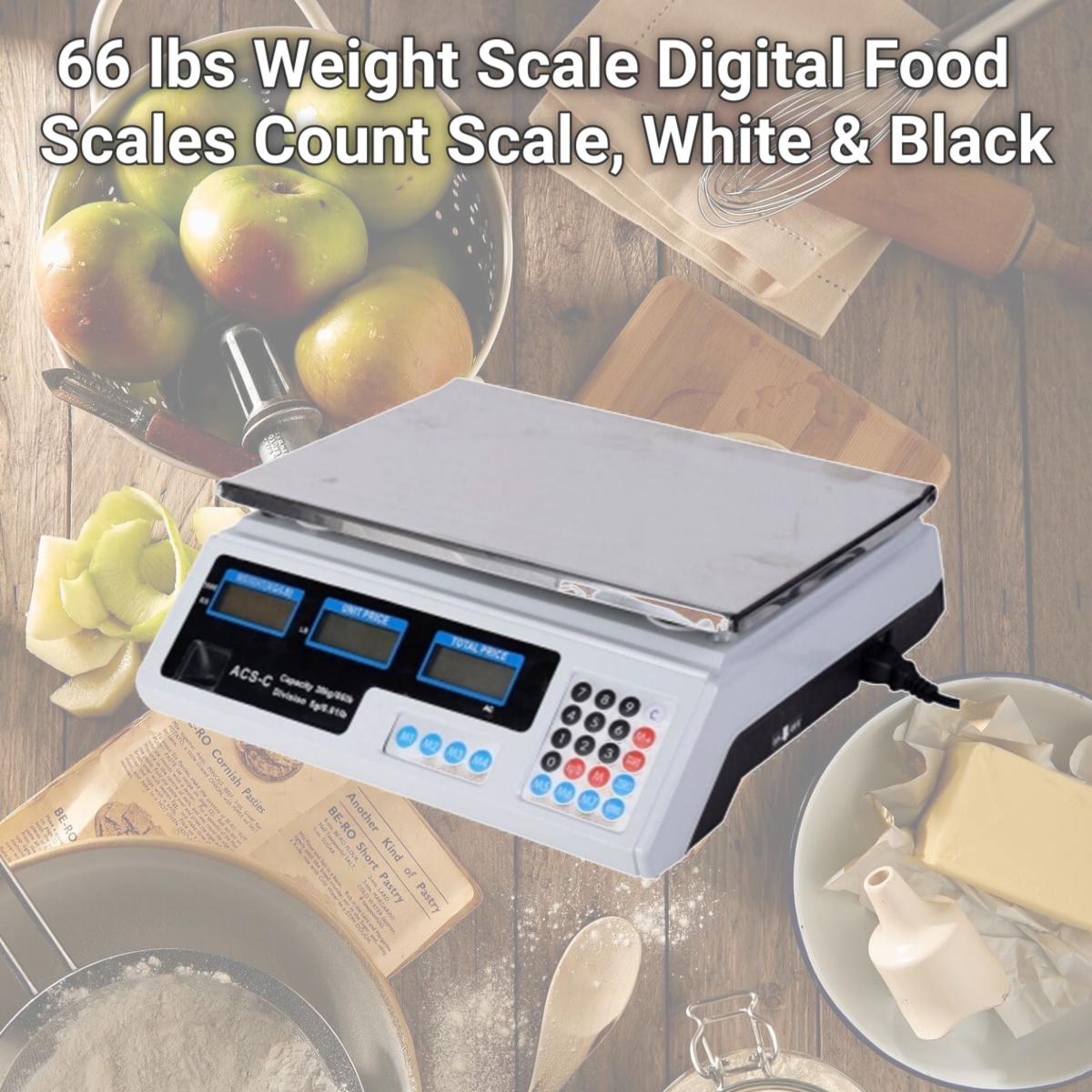 Picture of CB16658 66 lbs Weight Scale Digital Food Scales Count Scale, White & Black