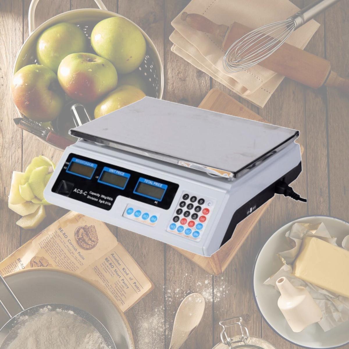 Picture of CB16658 66 lbs Weight Scale Digital Food Scales Count Scale, White & Black