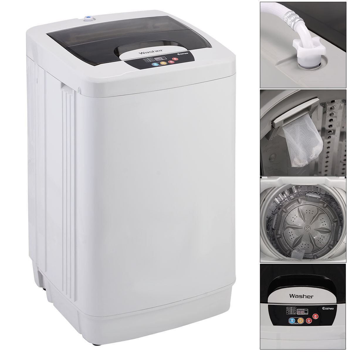 Online Gym Shop Cb16965 Portable Small Washing Machine Washer Fully Automatic 1.87 Cu.ft & 12 Lbs Spin