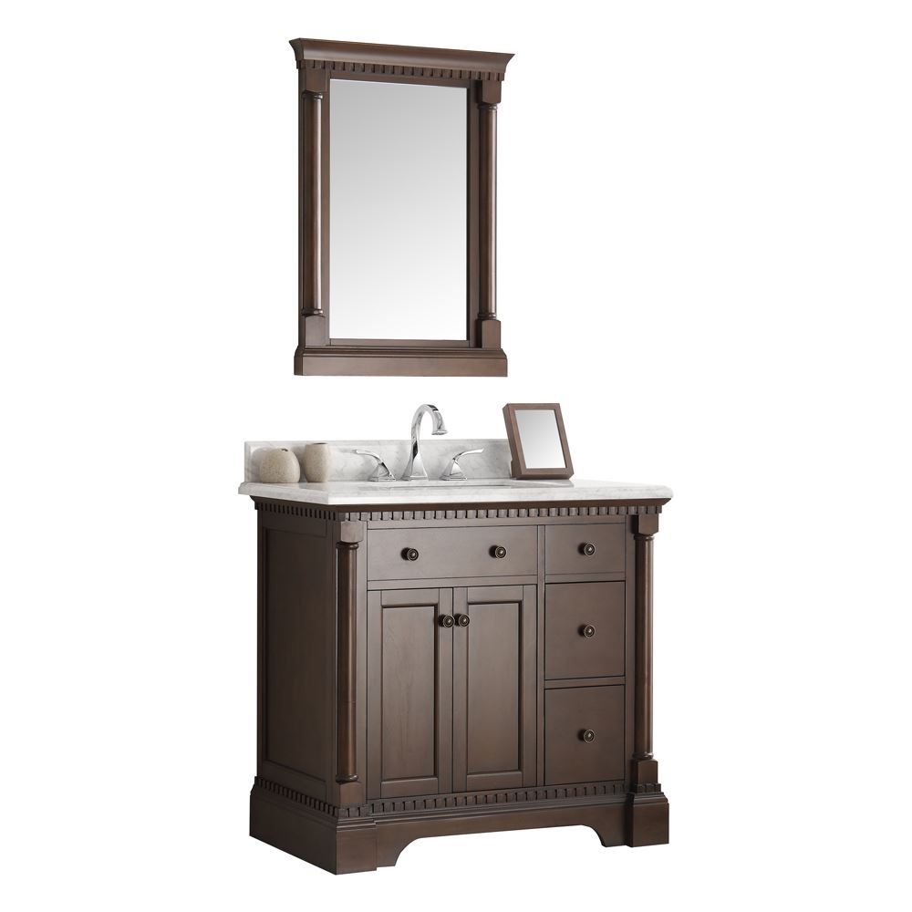 Fvn2236ac 36 In. Fresca Kingston Antique Coffee Traditional Bathroom Vanity With Mirror
