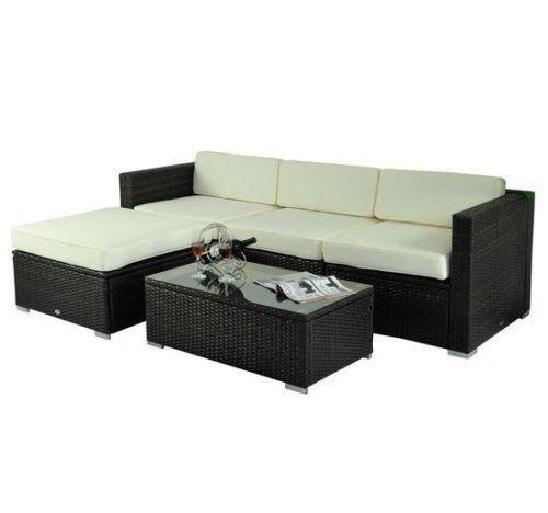 Online Gym Shop Cb15460 Outdoor Patio Pe Rattan Wicker Sofa Chaise Lounge Furniture - 5 Piece