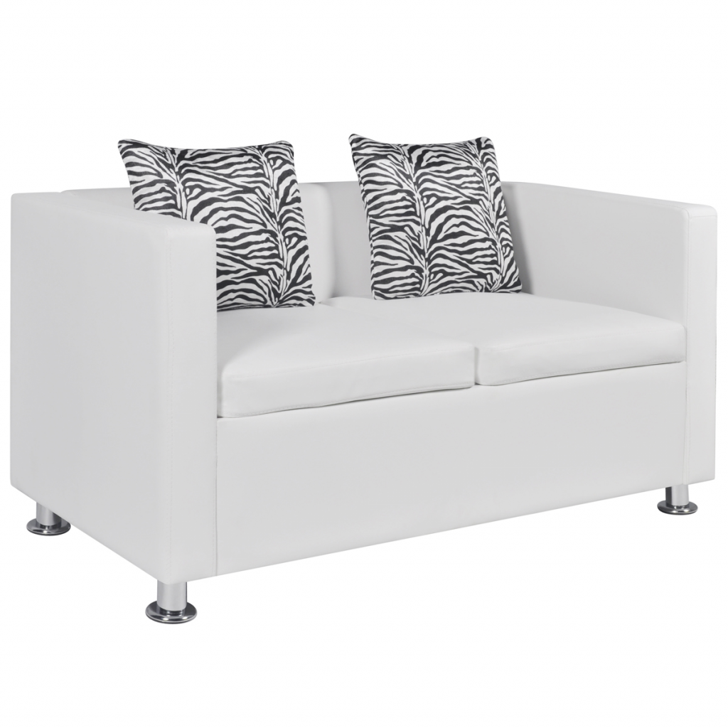 Online Gym Shop Cb18384 Artificial Leather 2-seater Sofa, White