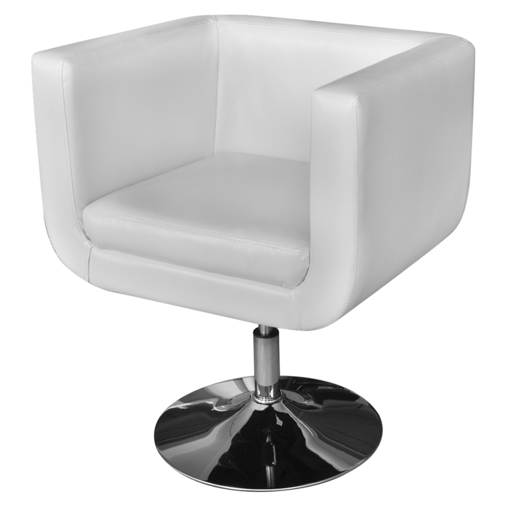 Adjustable Chair Armchair With Base, White & Chrome