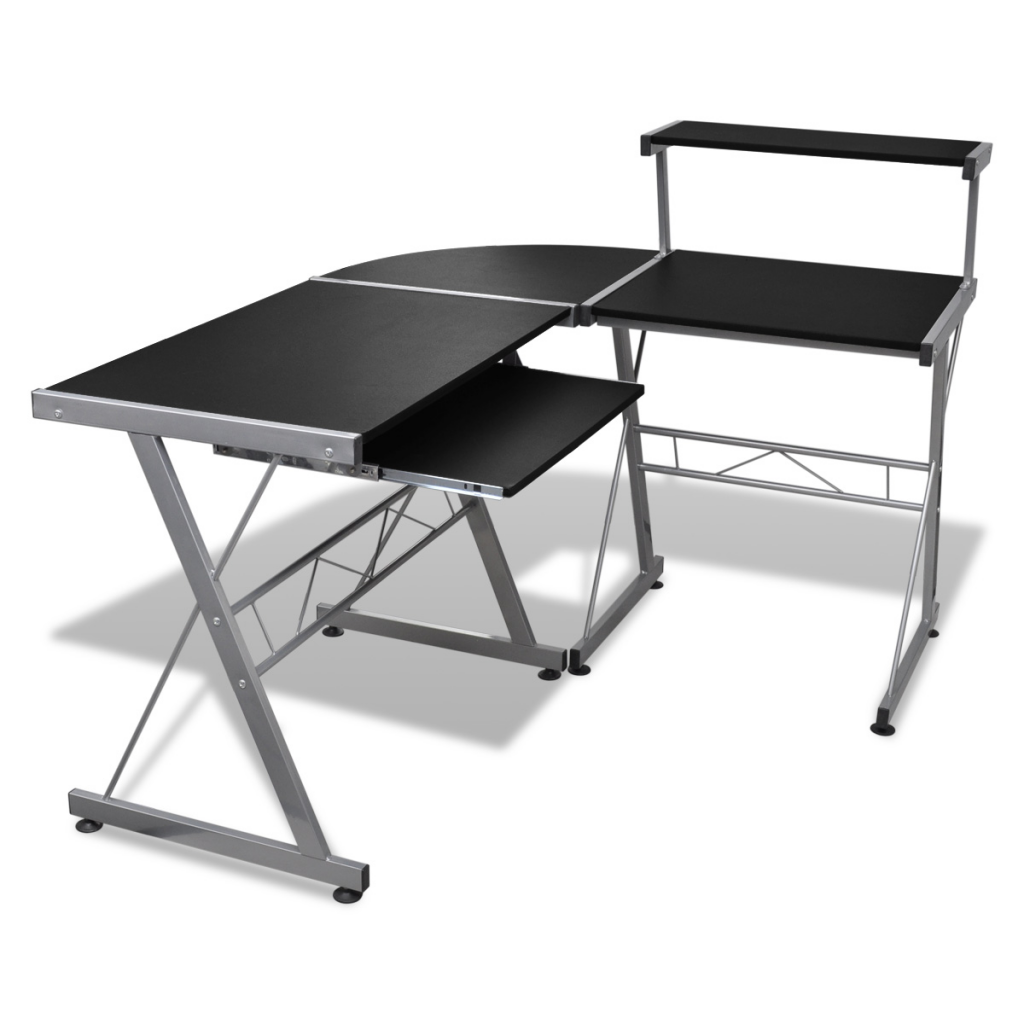 Computer Desk Workstation With Pull Out Keyboard Tray, Black