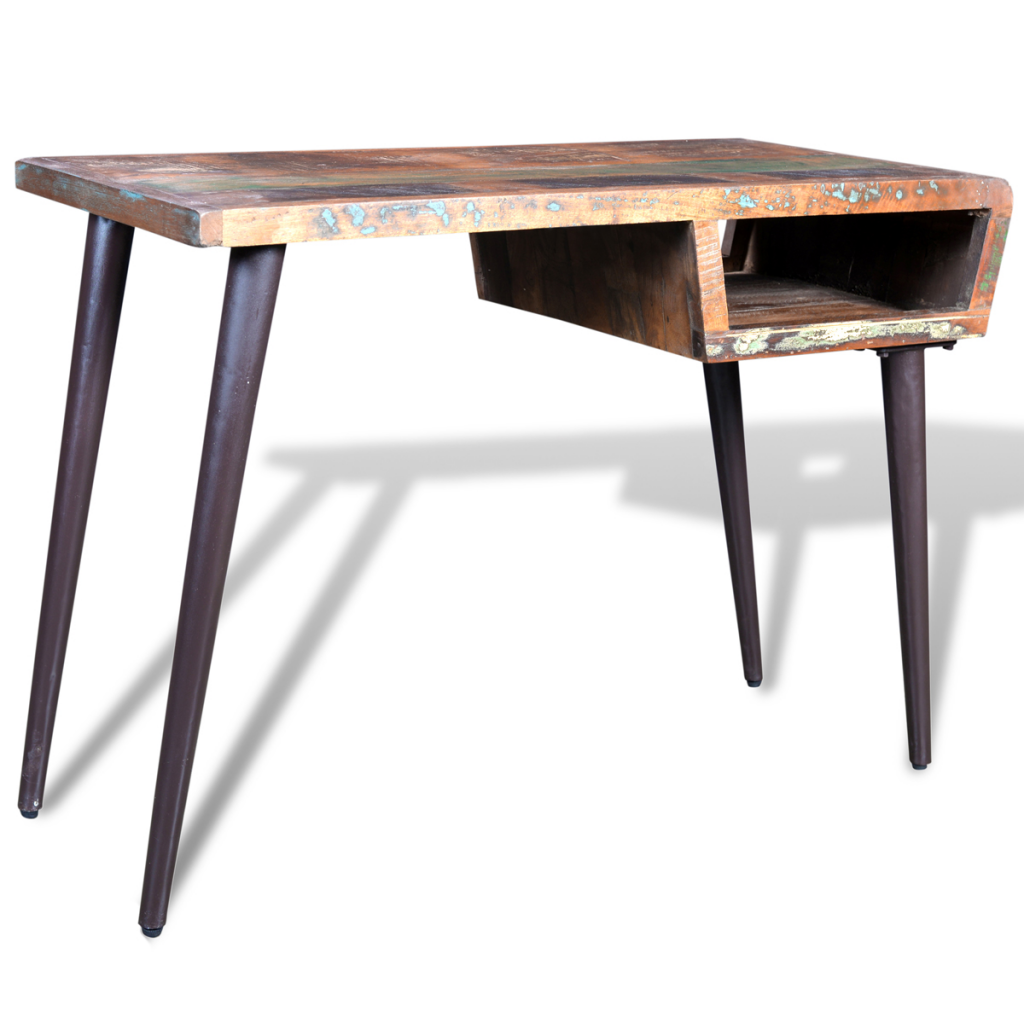 Cb17994 Desk With Iron Legs - Reclaimed Solid Wood