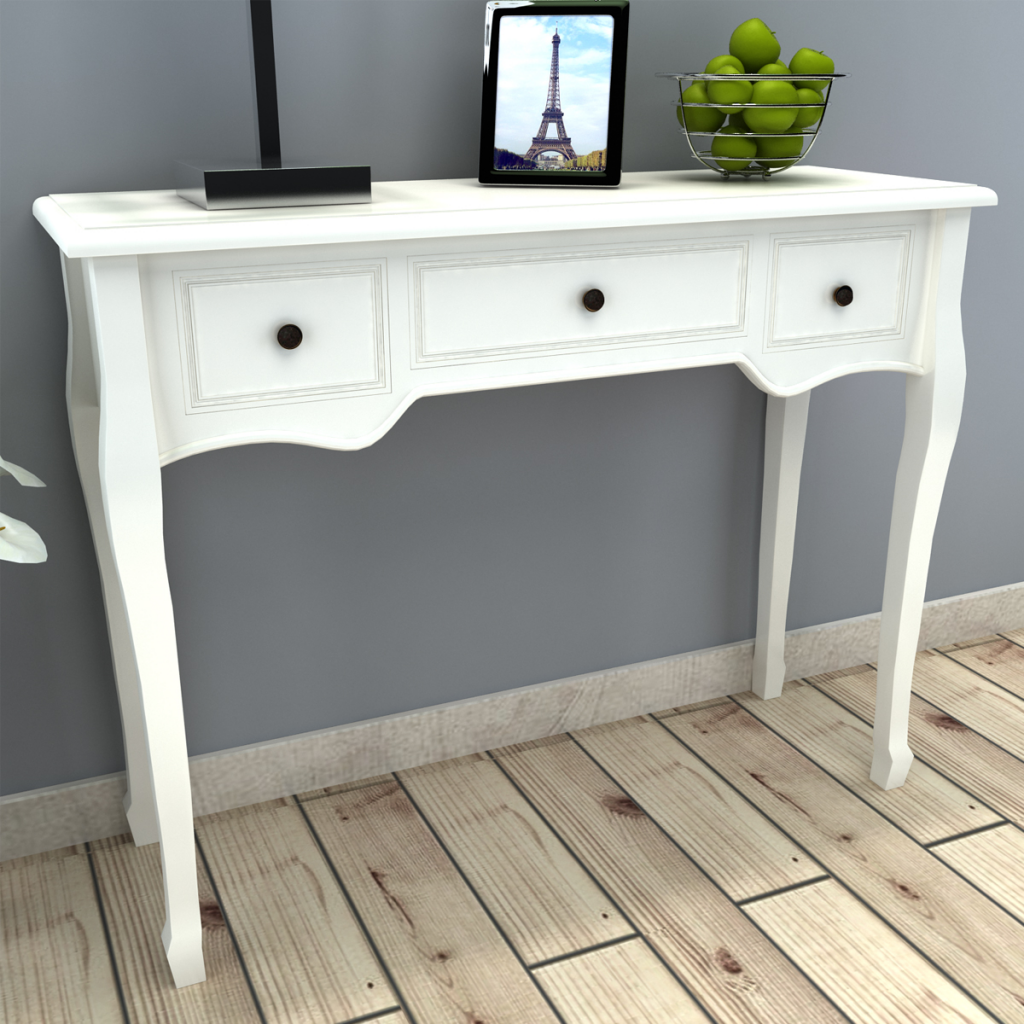 Cb17995 Dressing Console Table With Three Drawers - White